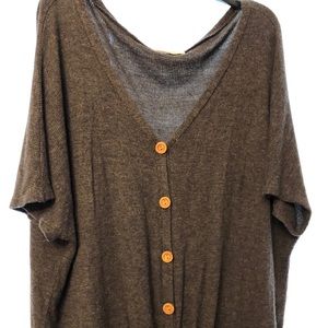 Entro charcoal grey top tie front size M - XL